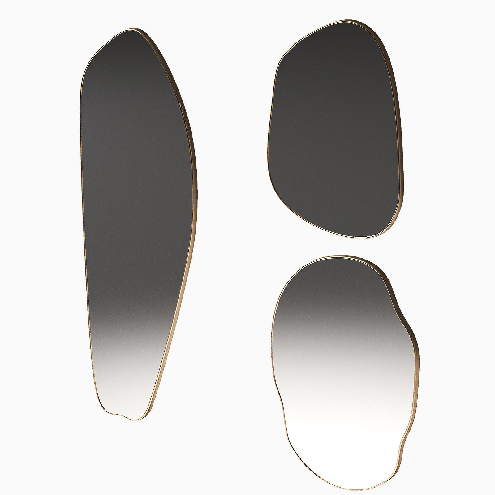 Rose Brassy Silva mirrors by Ethnikliving Wavy mirror set 3D model_4