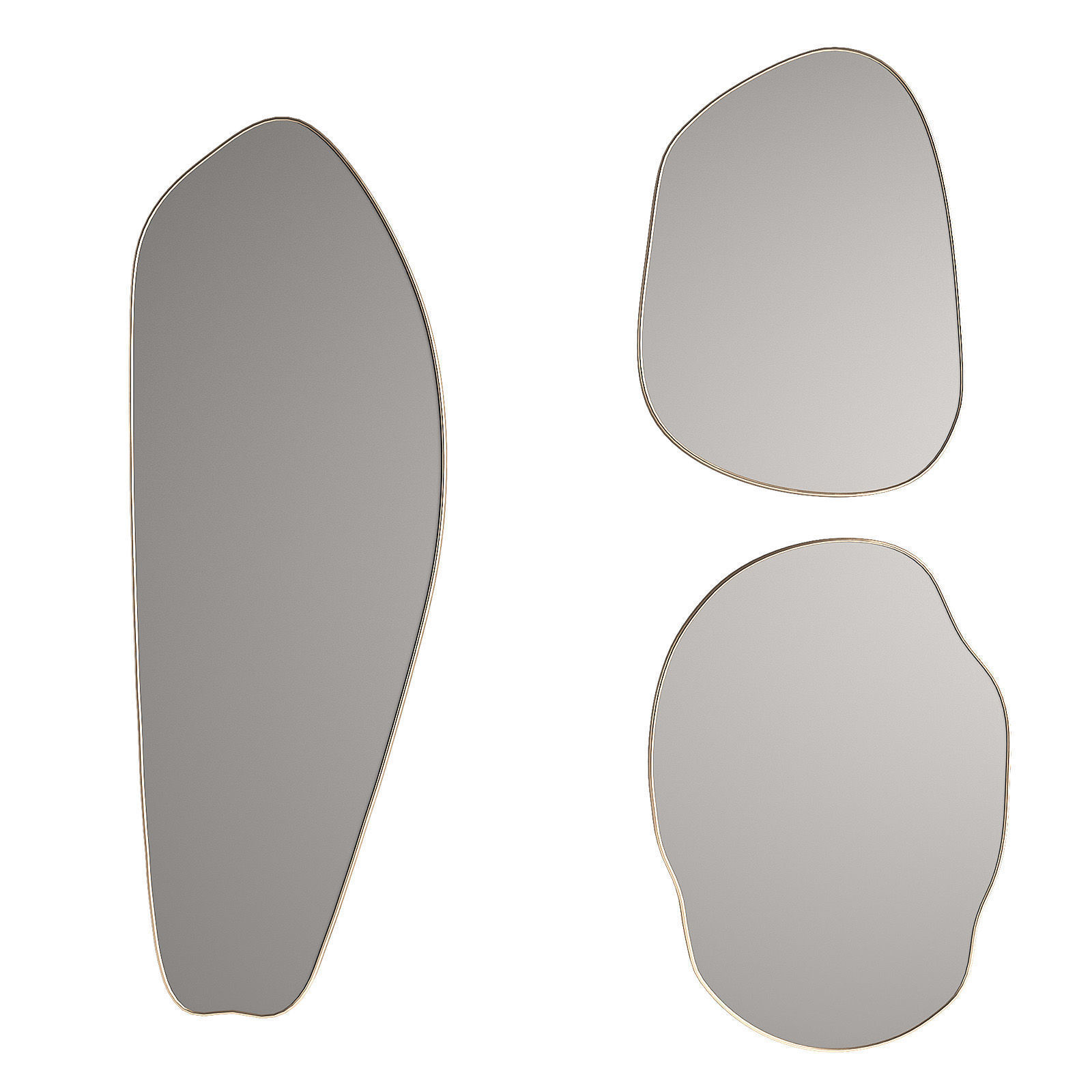 Rose Brassy Silva mirrors by Ethnikliving Wavy mirror set 3D model_2
