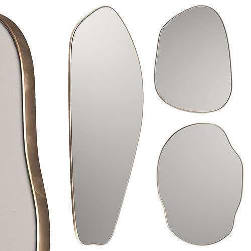 Rose Brassy Silva mirrors by Ethnikliving Wavy mirror set 3D model