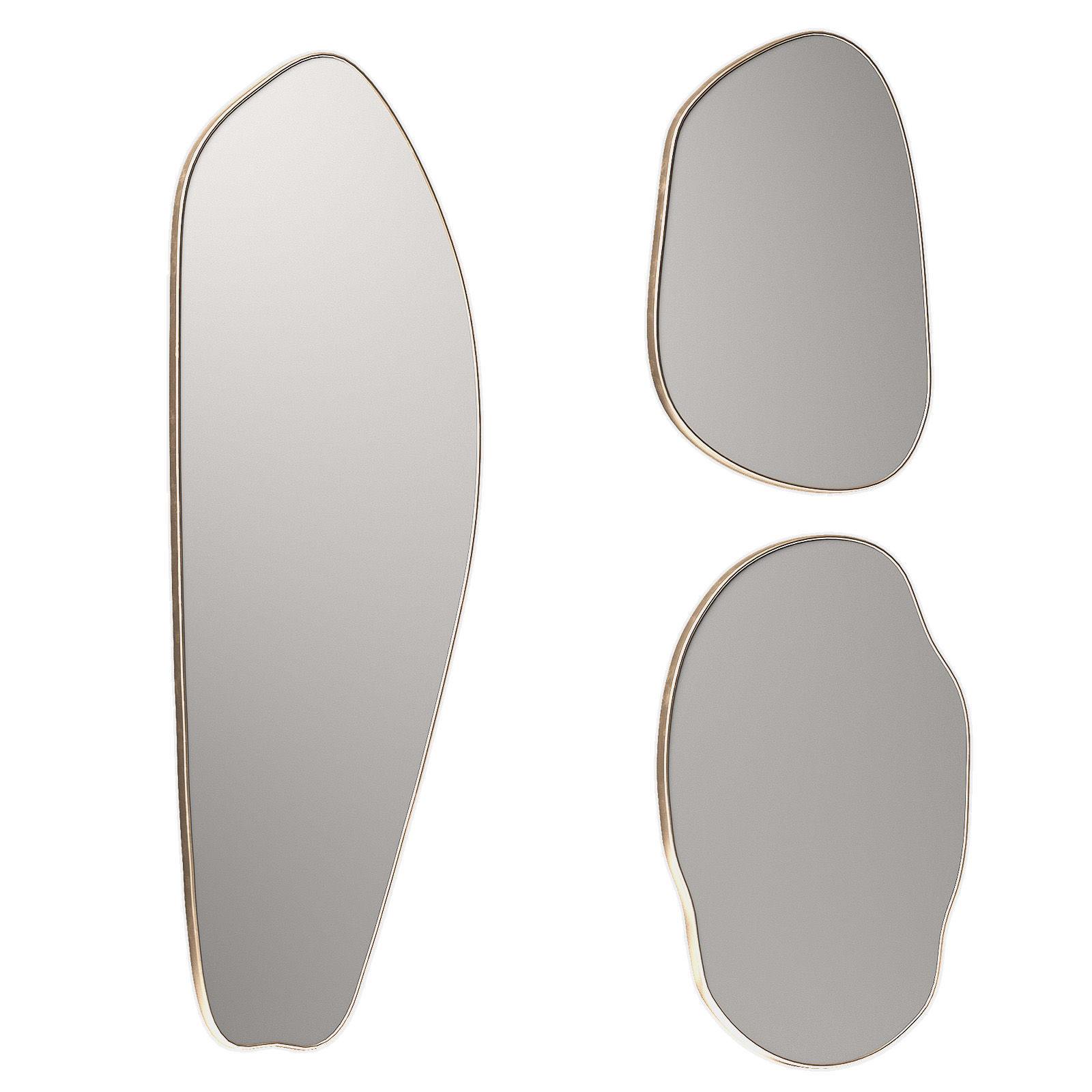 Rose Brassy Silva mirrors by Ethnikliving Wavy mirror set 3D model_3