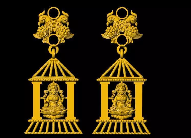 Laxmi jhumka Earrings 3dm file 3D print model