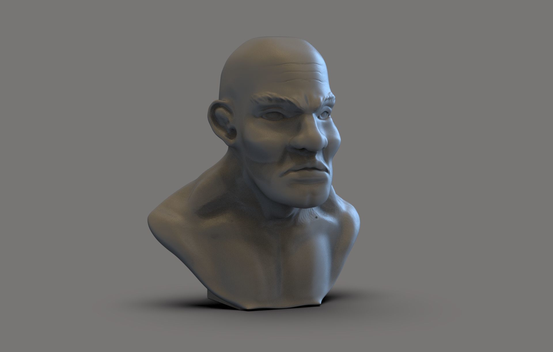 Strong man bust 3D print model_3