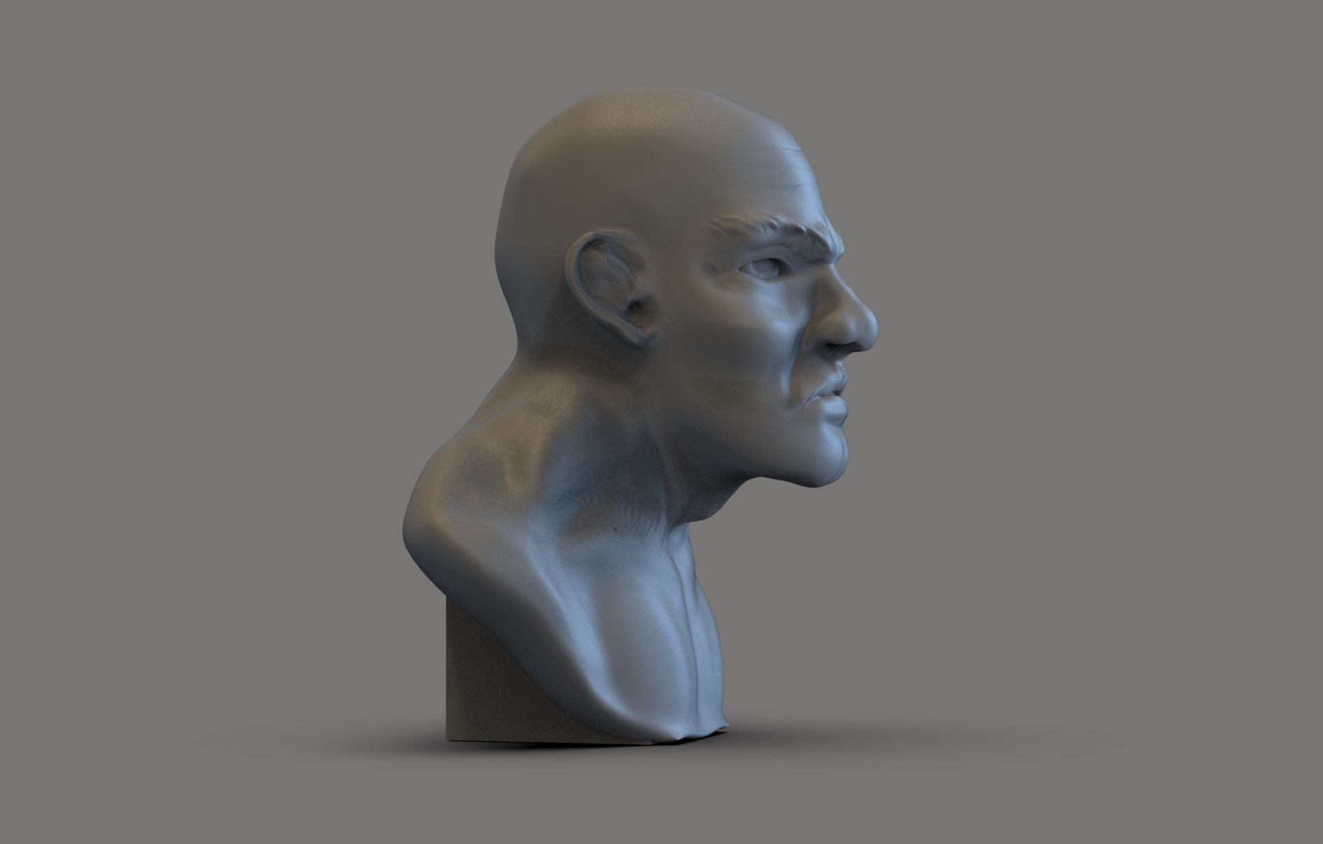 Strong man bust 3D print model_4