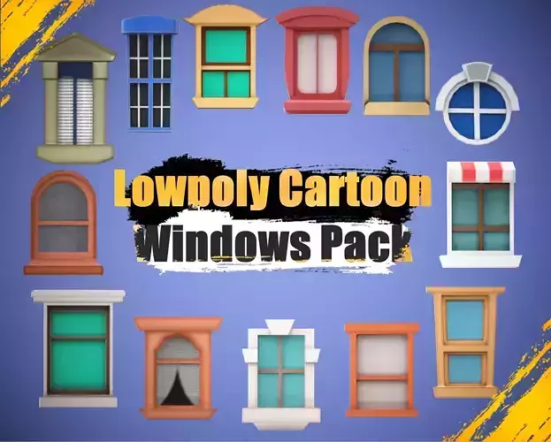 Free stylized windows Free low-poly 3D model