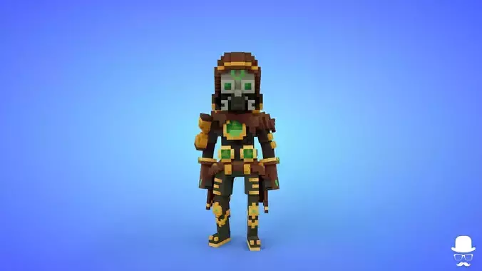 Voxel Time Mage Character - 3D Lowpoly Game Asset
