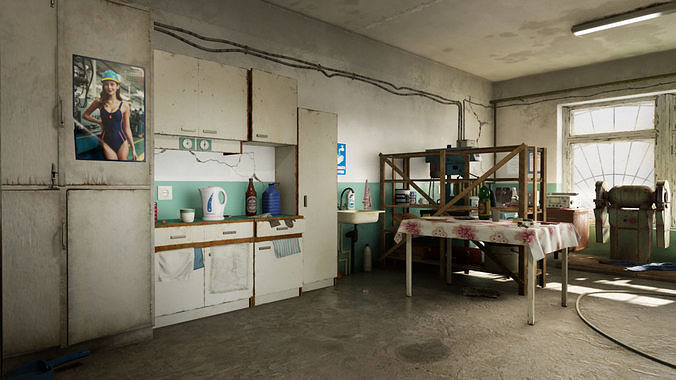 Post Soviet Workshop  - UE5 Low-poly 3D model 2
