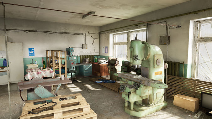 Post Soviet Workshop  - UE5 Low-poly 3D model 6
