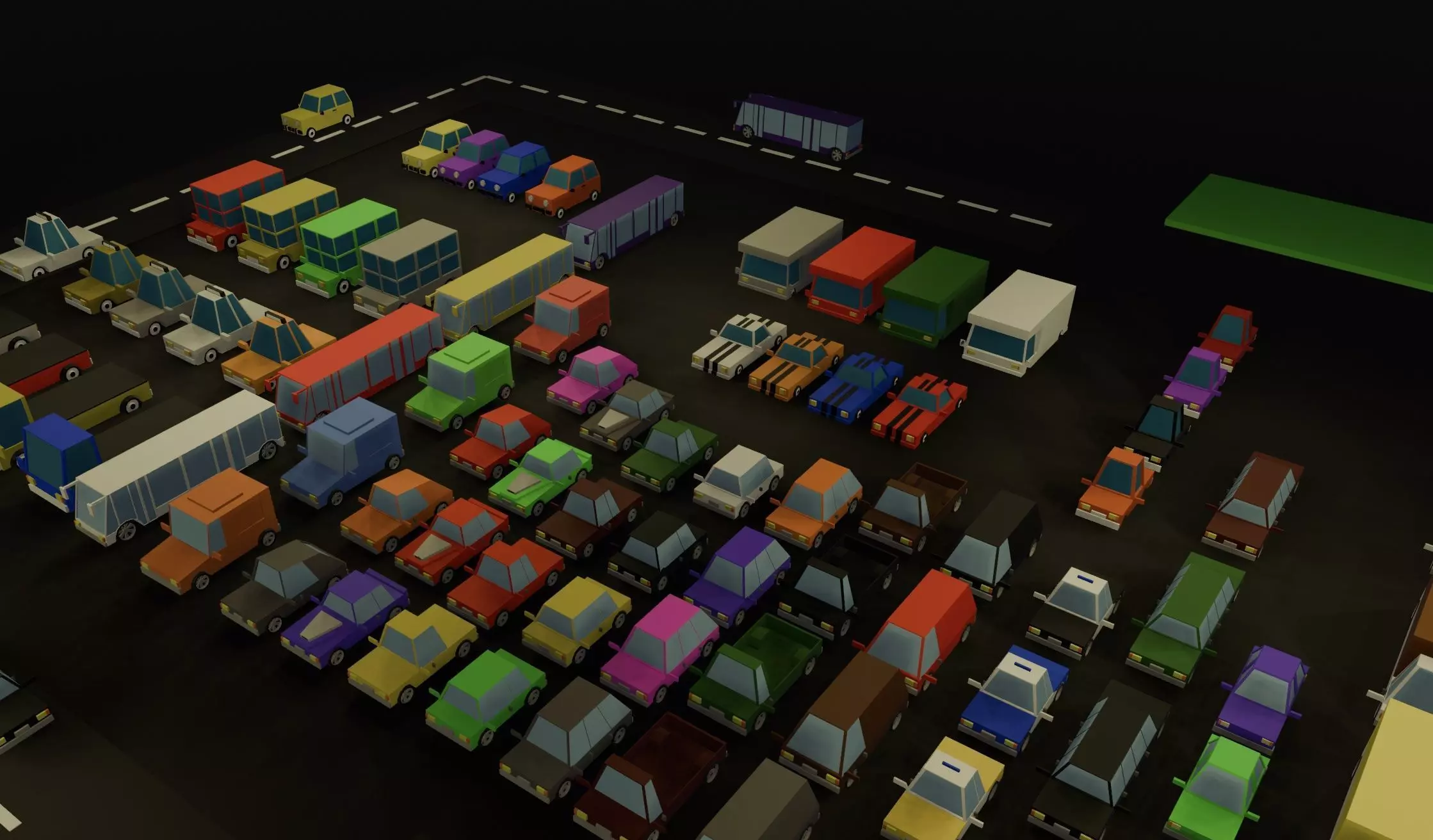 Low Poly Stylised Cars Set Low-poly 3D model_0