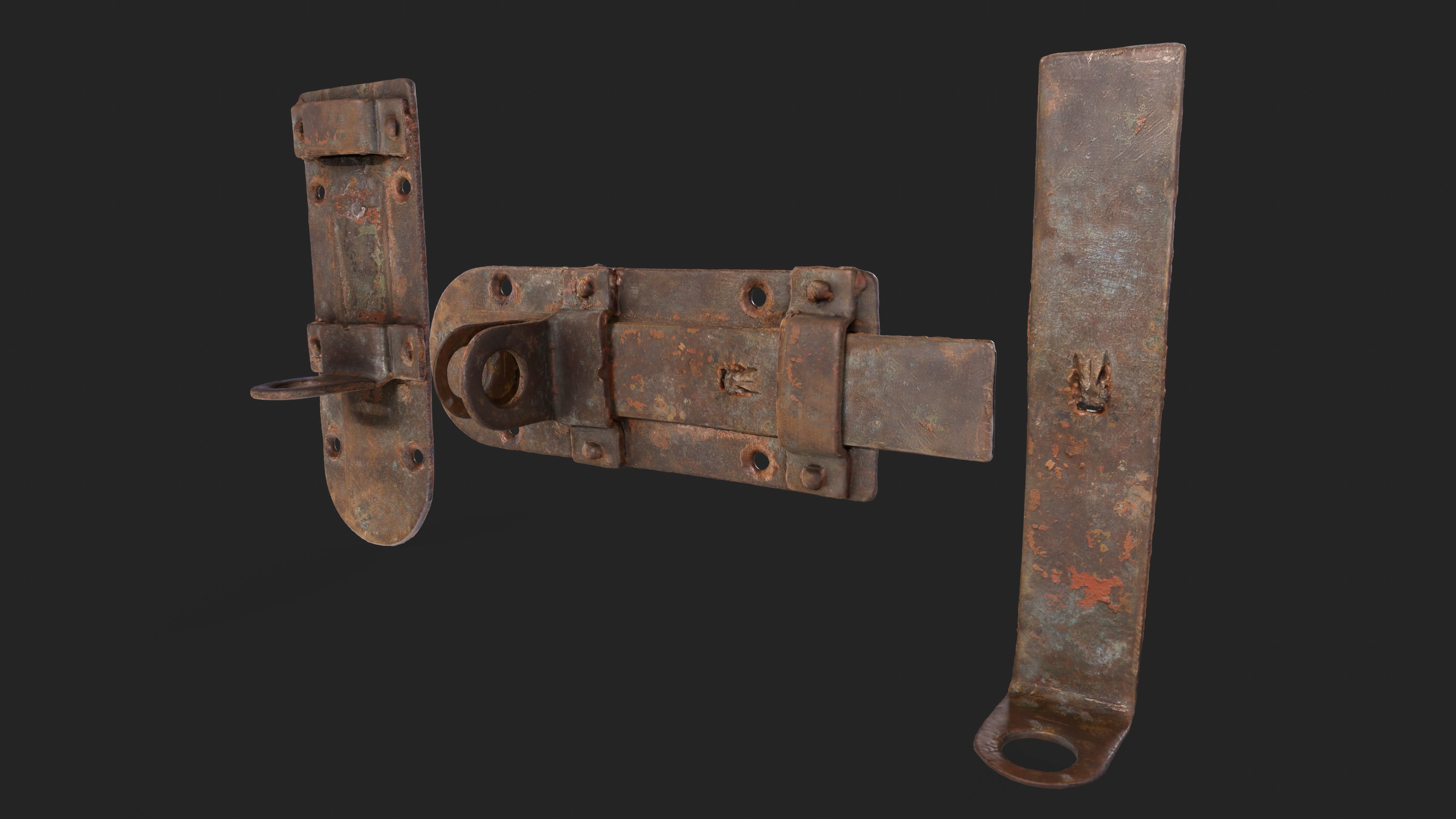 Door Latch Low-poly 3D model_3