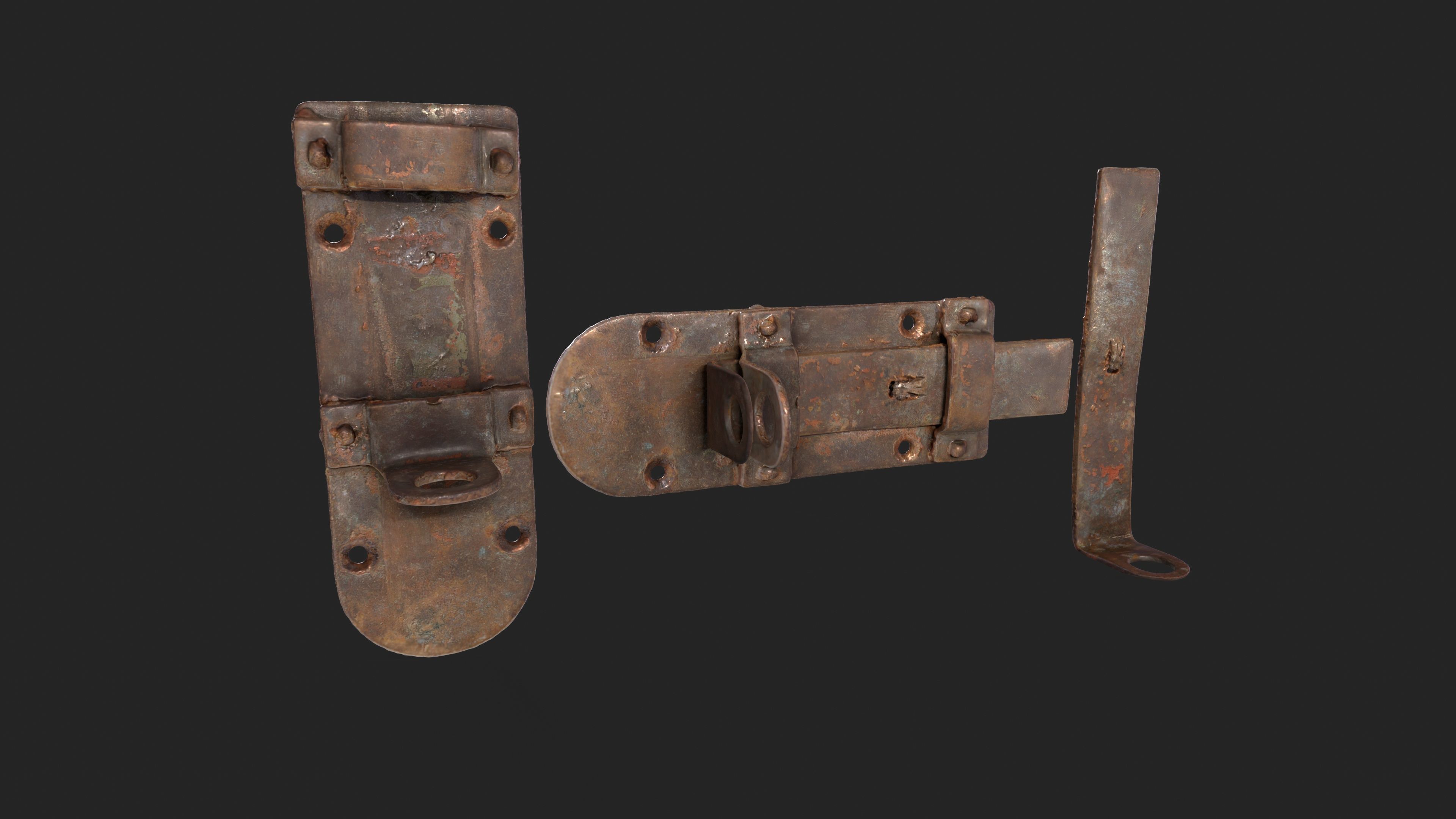 Door Latch Low-poly 3D model_5