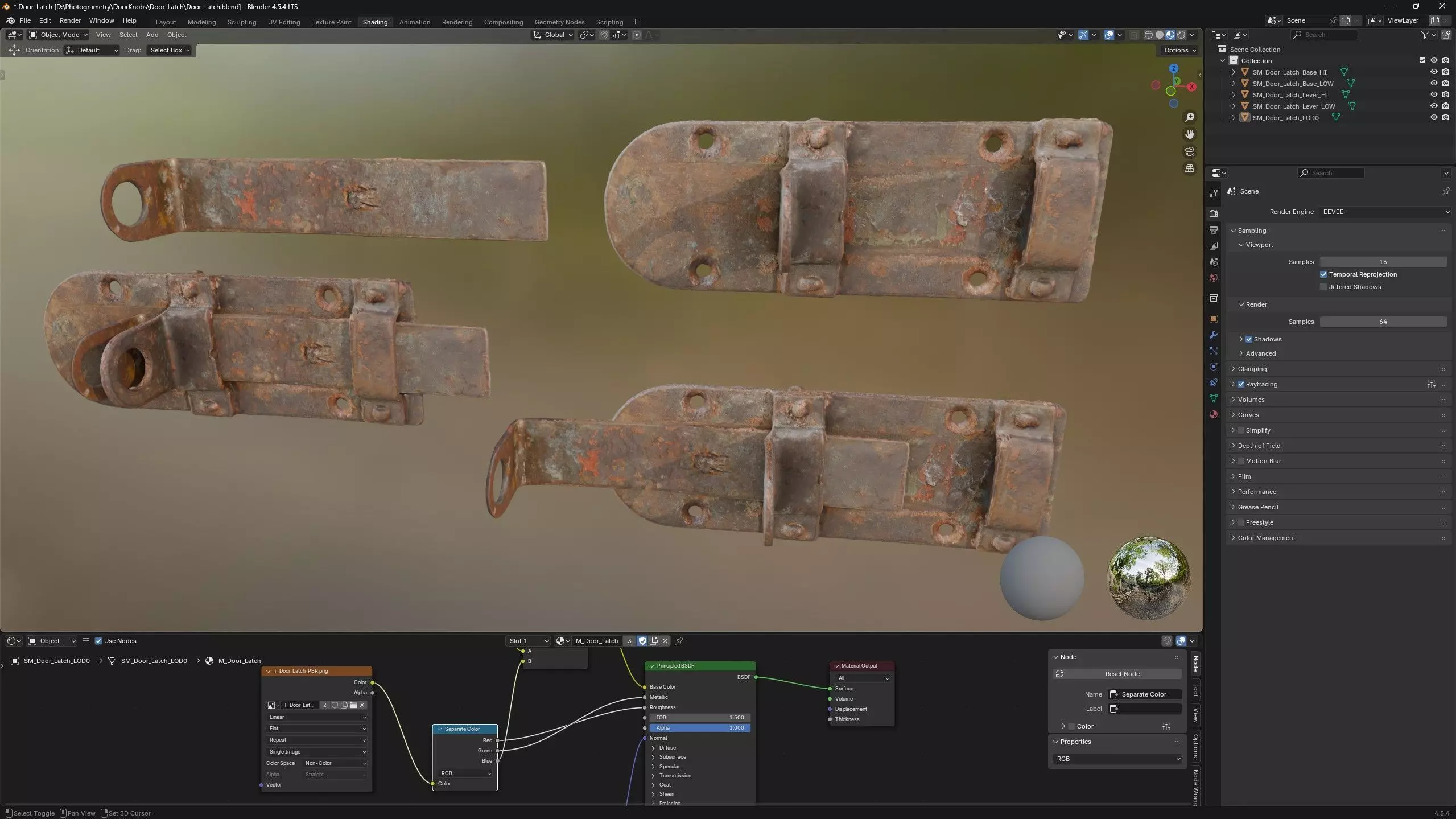 Door Latch Low-poly 3D model_7