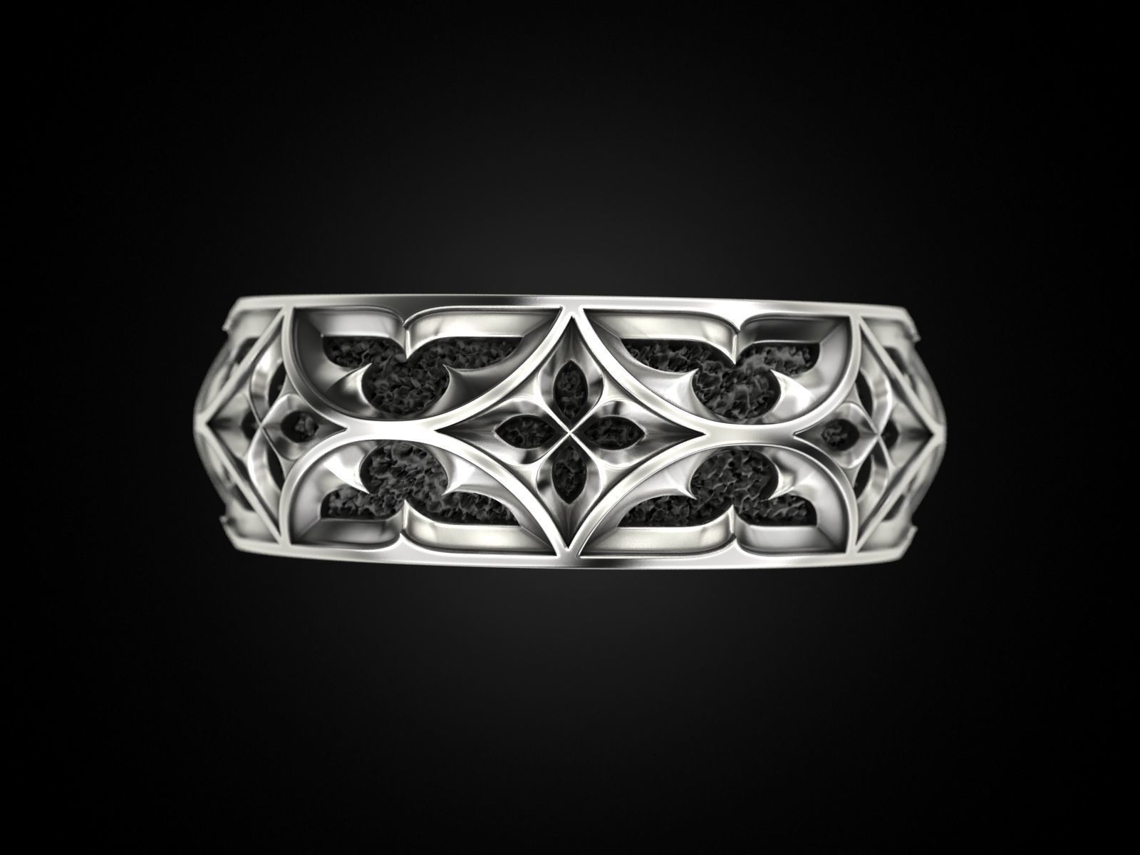 Gothic ornament Ring pattern 3D print model_7