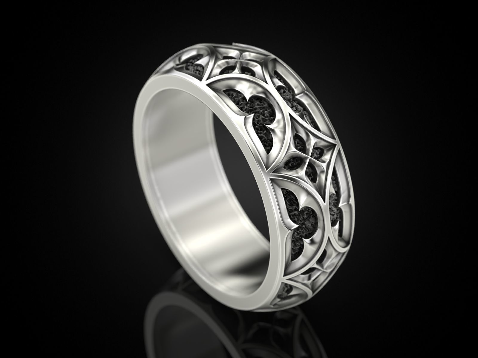 Gothic ornament Ring pattern 3D print model_9