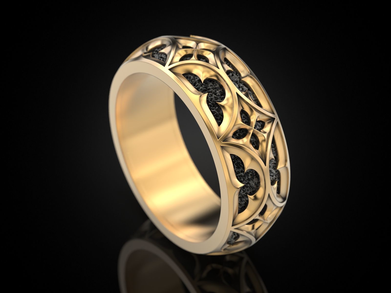 Gothic ornament Ring pattern 3D print model_3