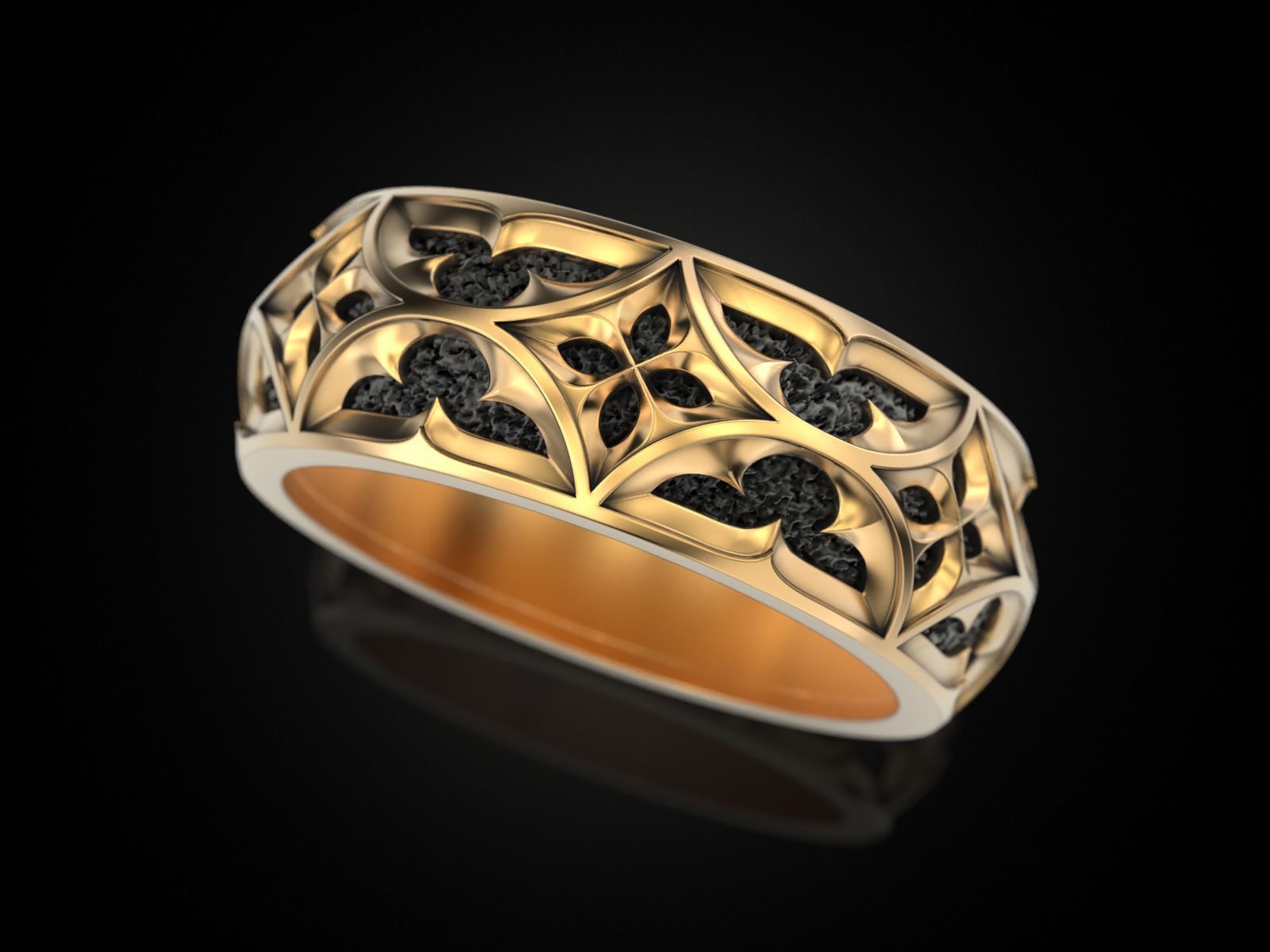 Gothic ornament Ring pattern 3D print model_2