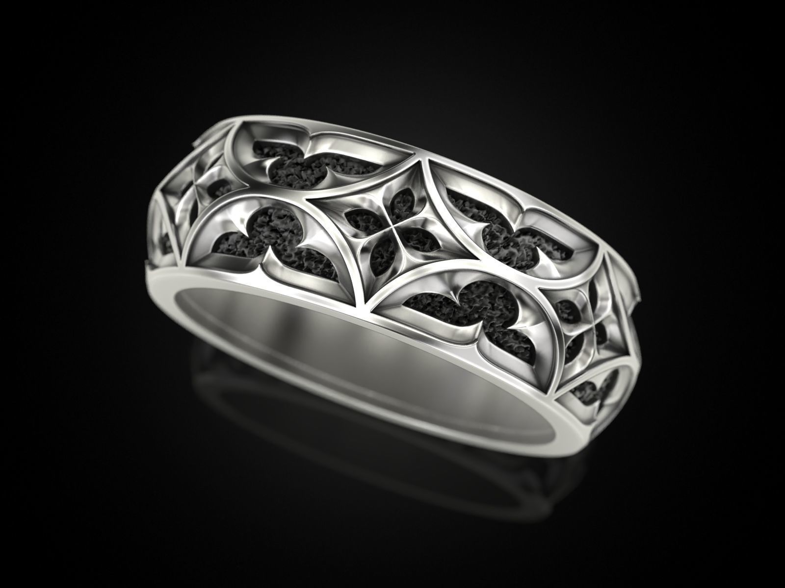 Gothic ornament Ring pattern 3D print model_8