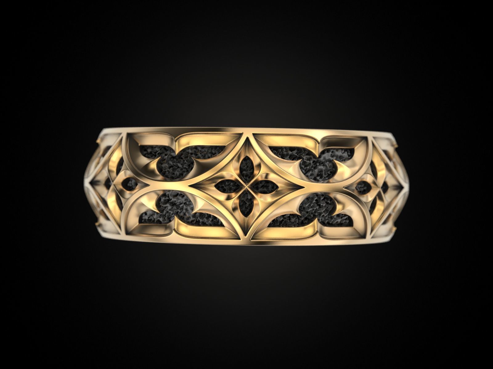 Gothic ornament Ring pattern 3D print model_1