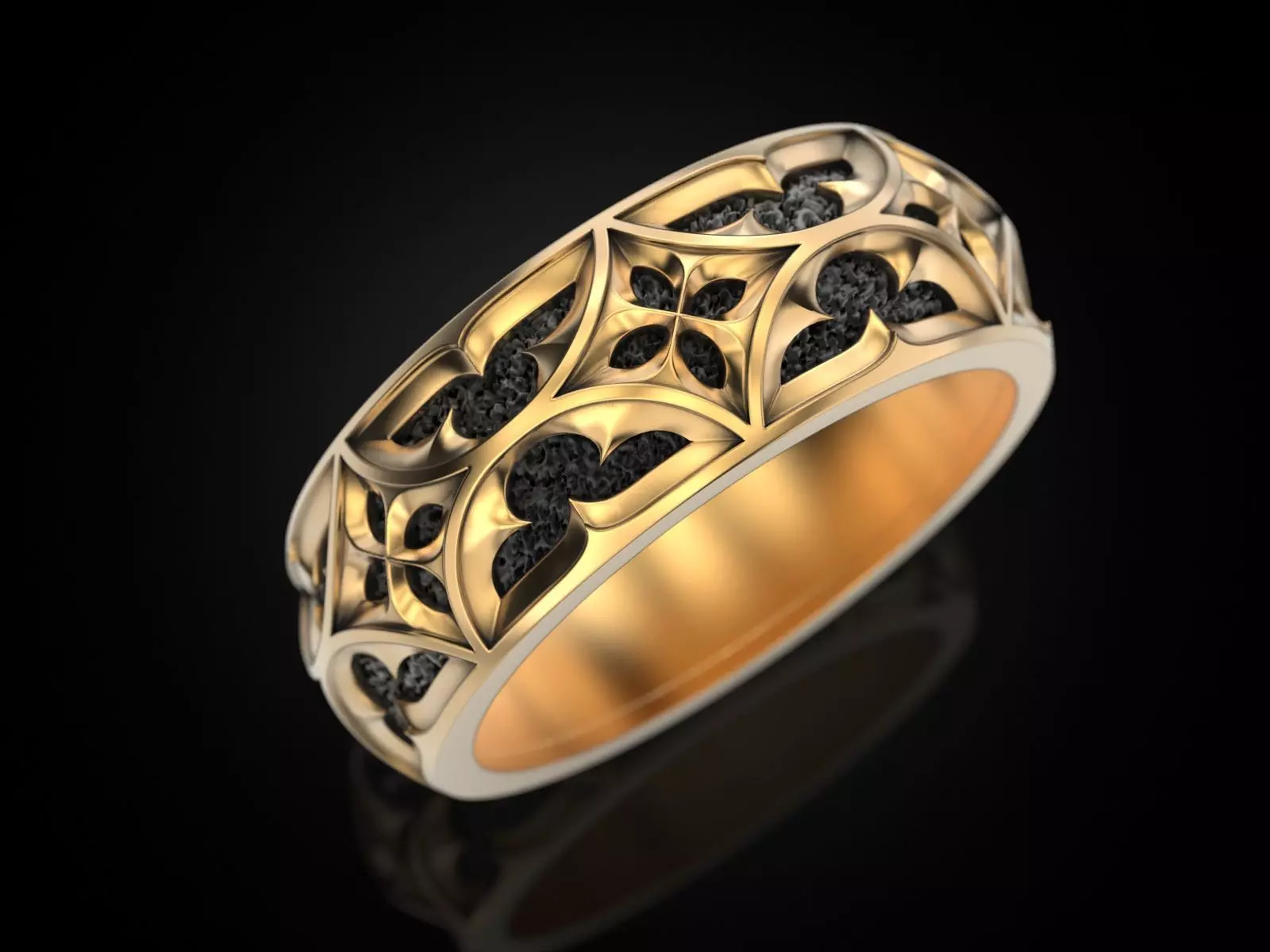 Gothic ornament Ring pattern 3D print model_0
