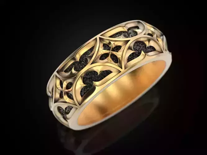 Gothic ornament Ring pattern 3D print model