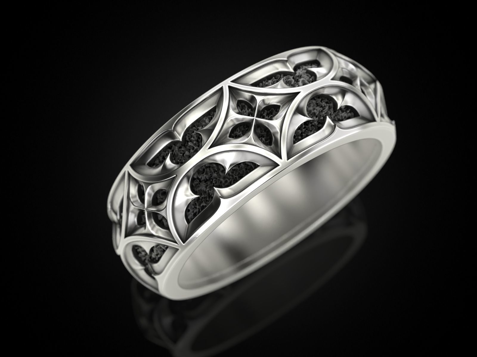 Gothic ornament Ring pattern 3D print model_6
