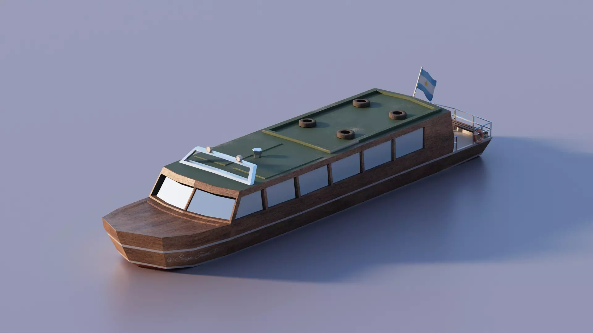 Passenger Ferry Boat Low-poly 3D model