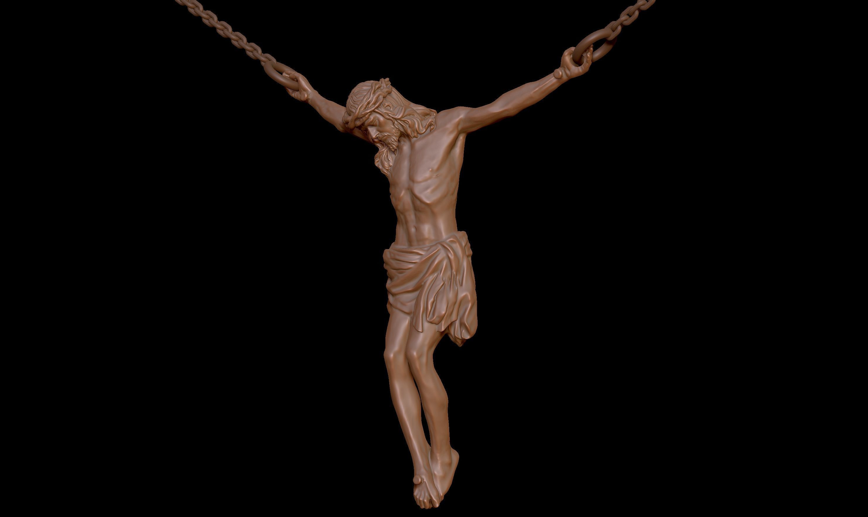 Crucifix Pendant - Jesus Christ Statue Necklace  3D print model_14