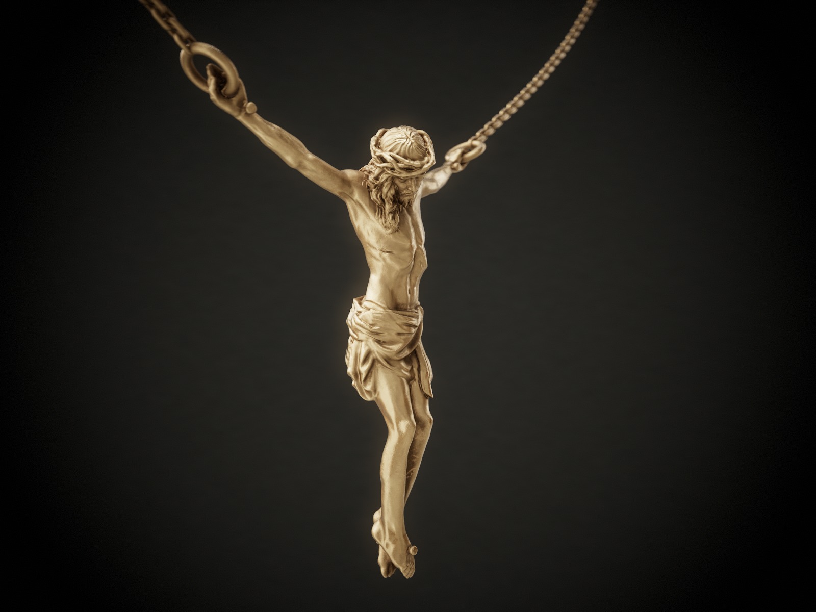 Crucifix Pendant - Jesus Christ Statue Necklace  3D print model_3