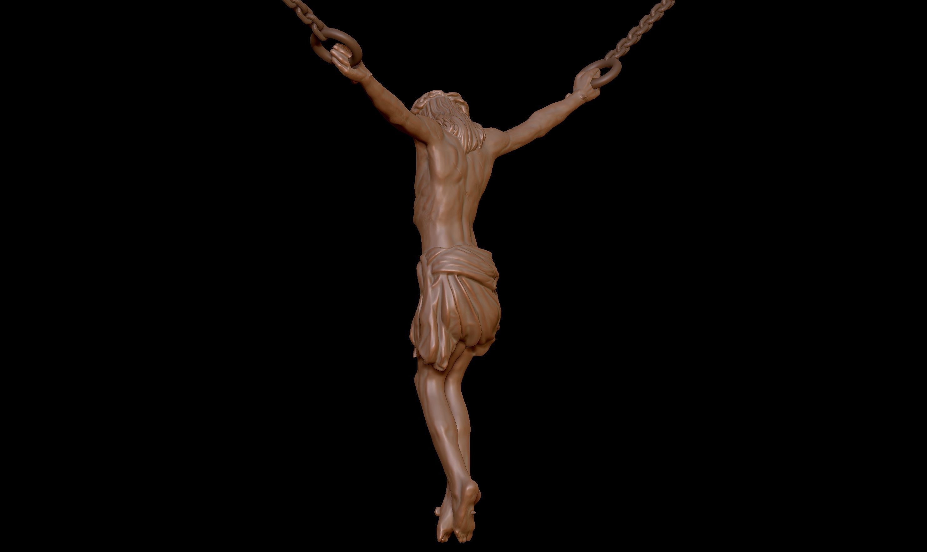 Crucifix Pendant - Jesus Christ Statue Necklace  3D print model_21