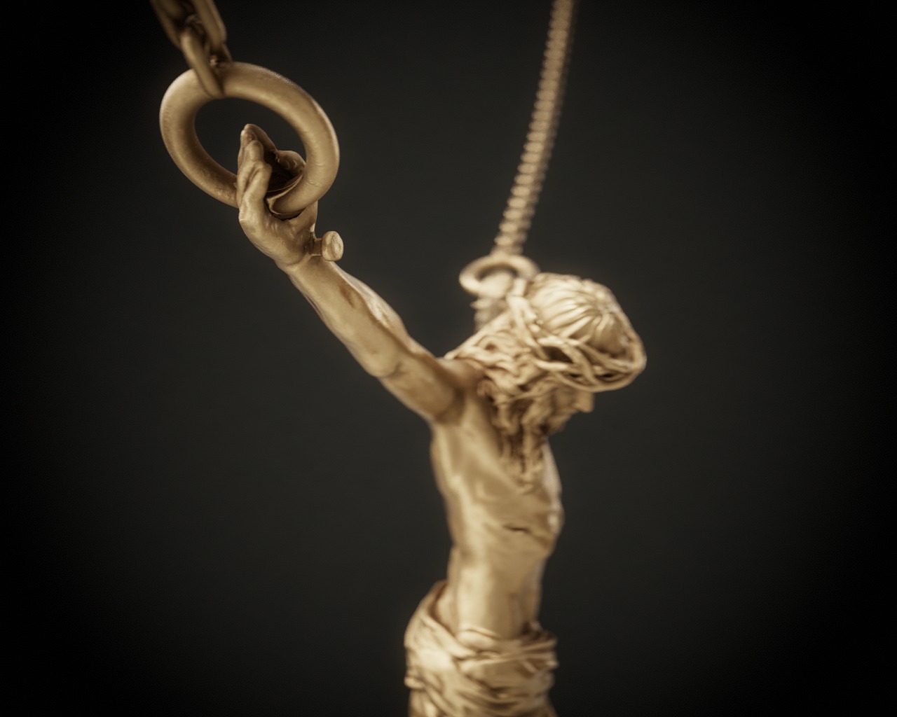 Crucifix Pendant - Jesus Christ Statue Necklace  3D print model_11