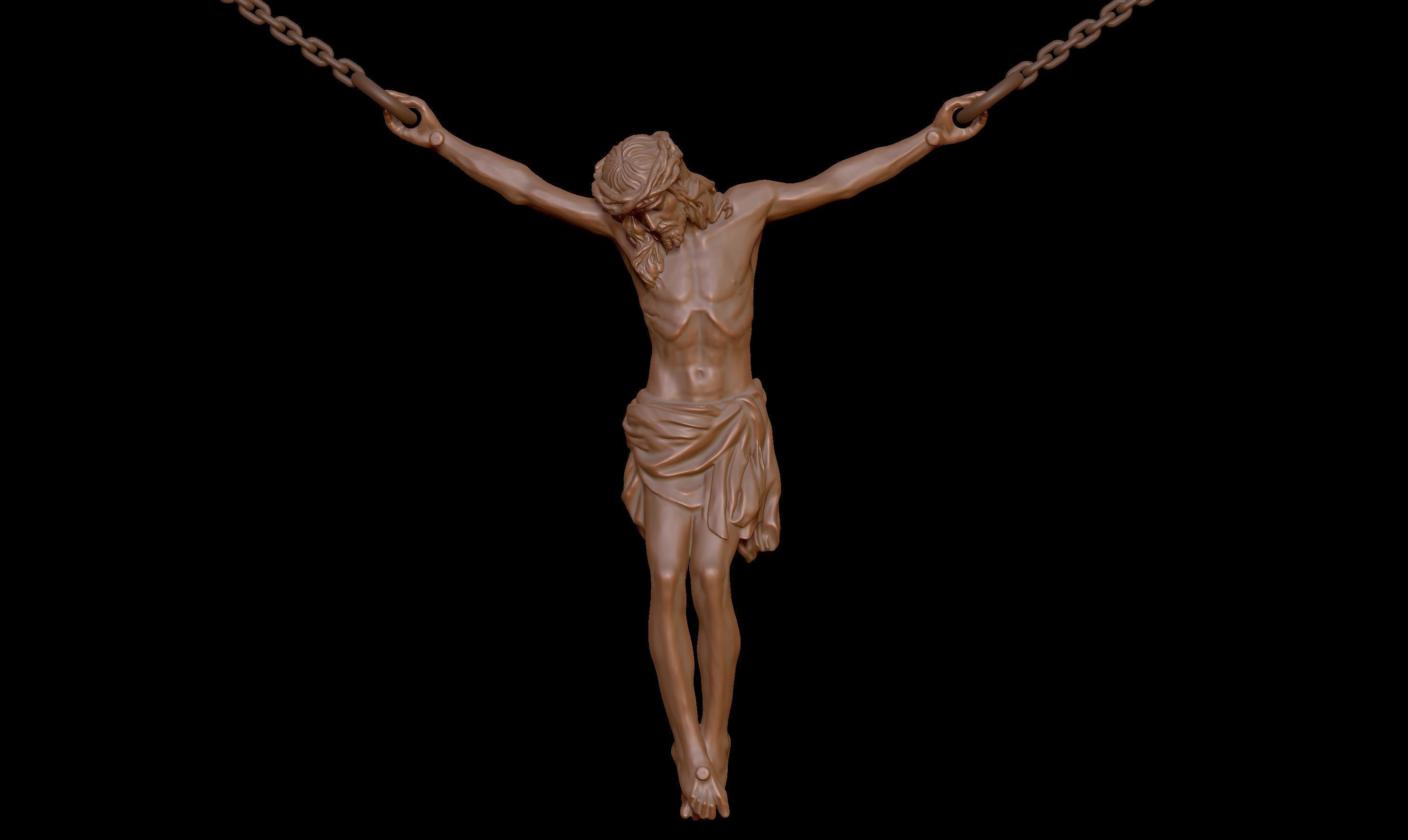 Crucifix Pendant - Jesus Christ Statue Necklace  3D print model_12