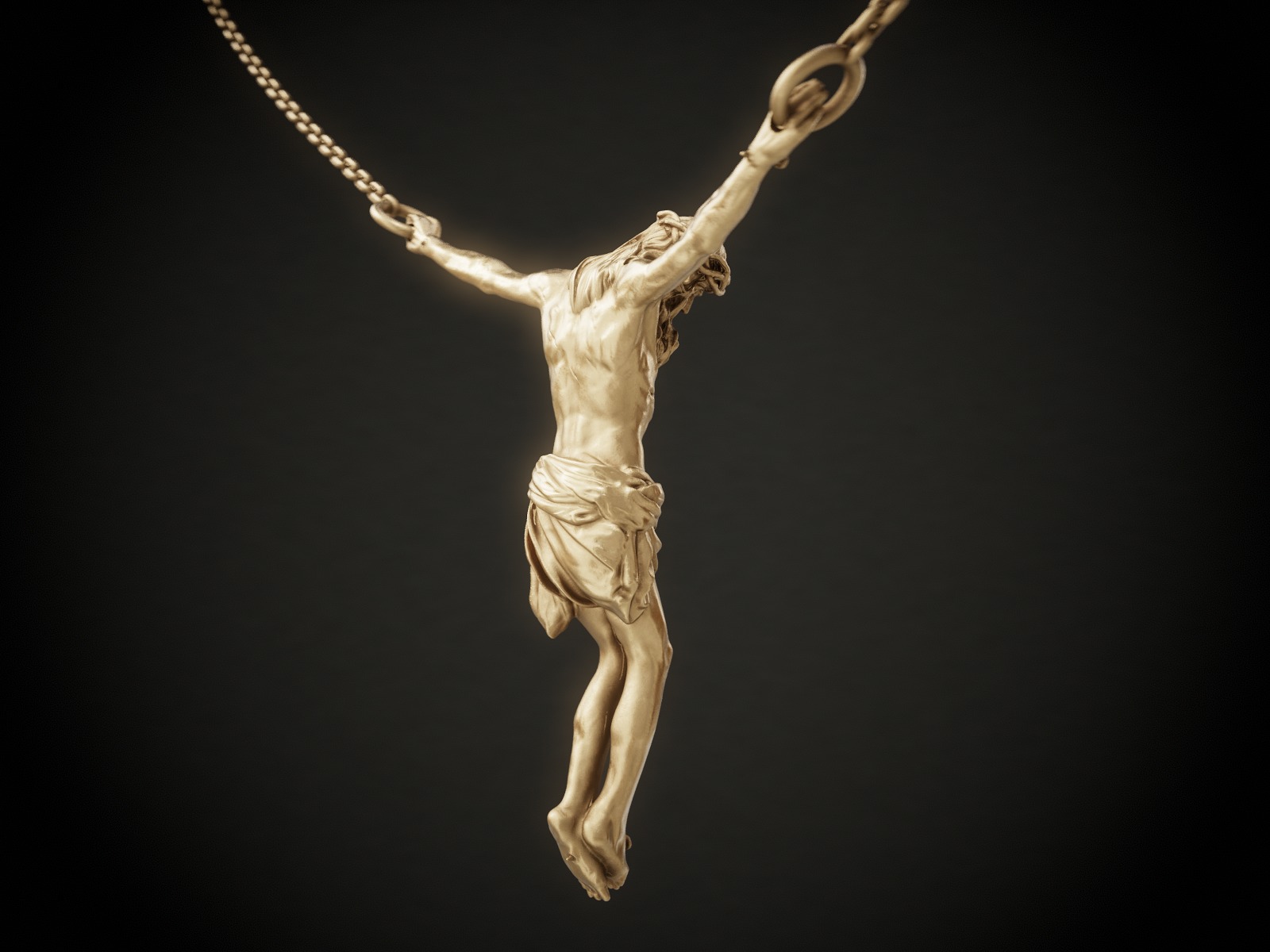 Crucifix Pendant - Jesus Christ Statue Necklace  3D print model_5