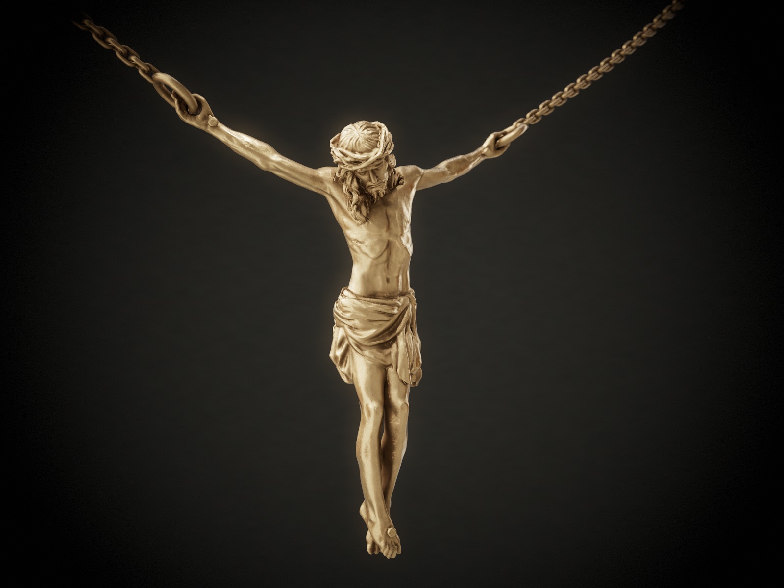 Crucifix Pendant - Jesus Christ Statue Necklace  3D print model_2
