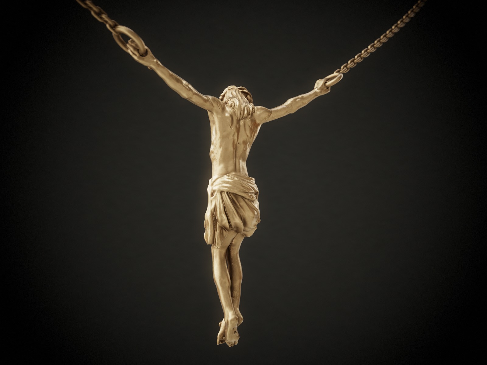 Crucifix Pendant - Jesus Christ Statue Necklace  3D print model_7