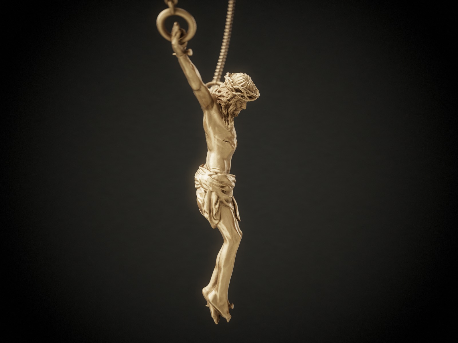 Crucifix Pendant - Jesus Christ Statue Necklace  3D print model_4