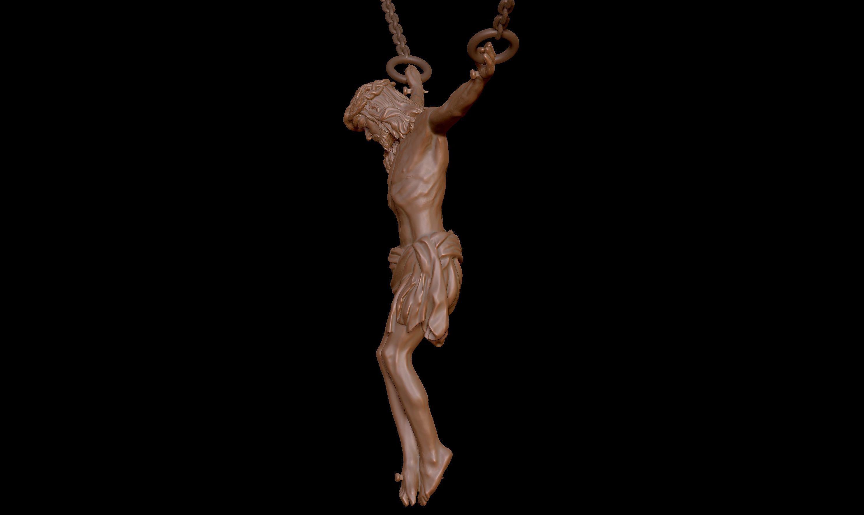 Crucifix Pendant - Jesus Christ Statue Necklace  3D print model_13