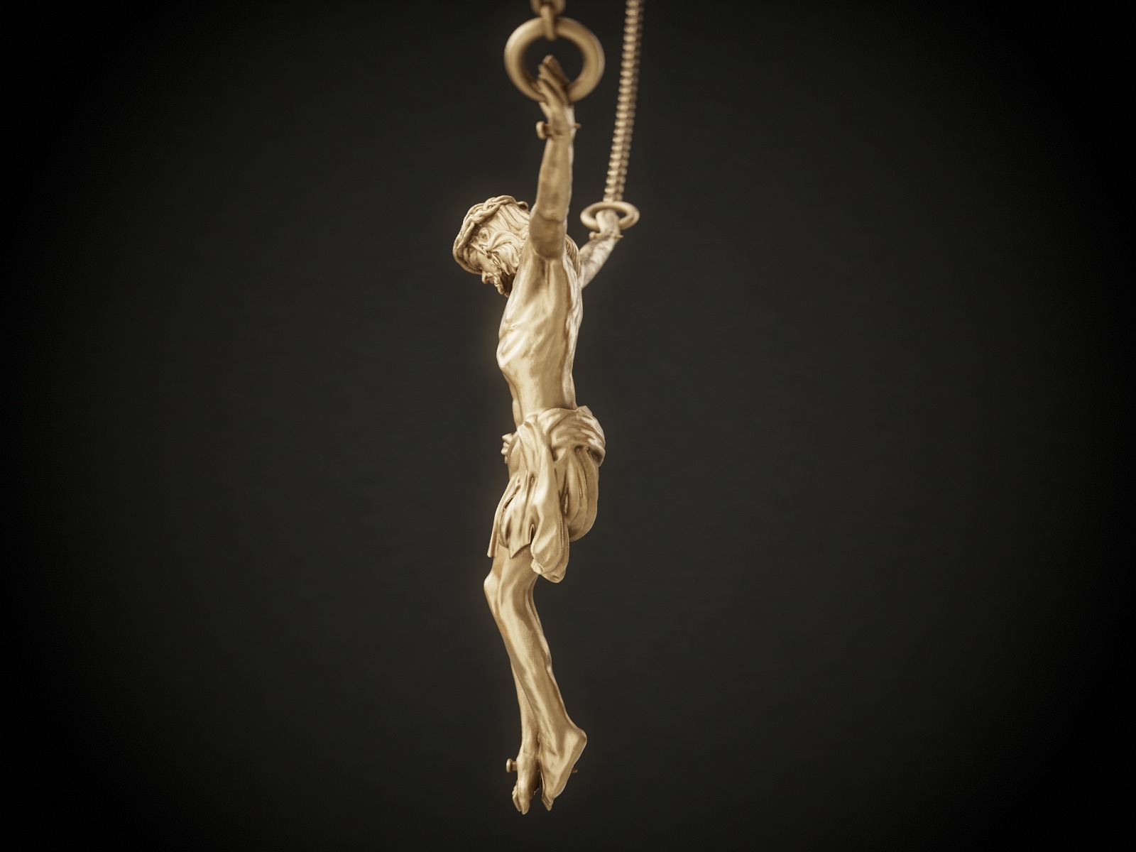 Crucifix Pendant - Jesus Christ Statue Necklace  3D print model_8