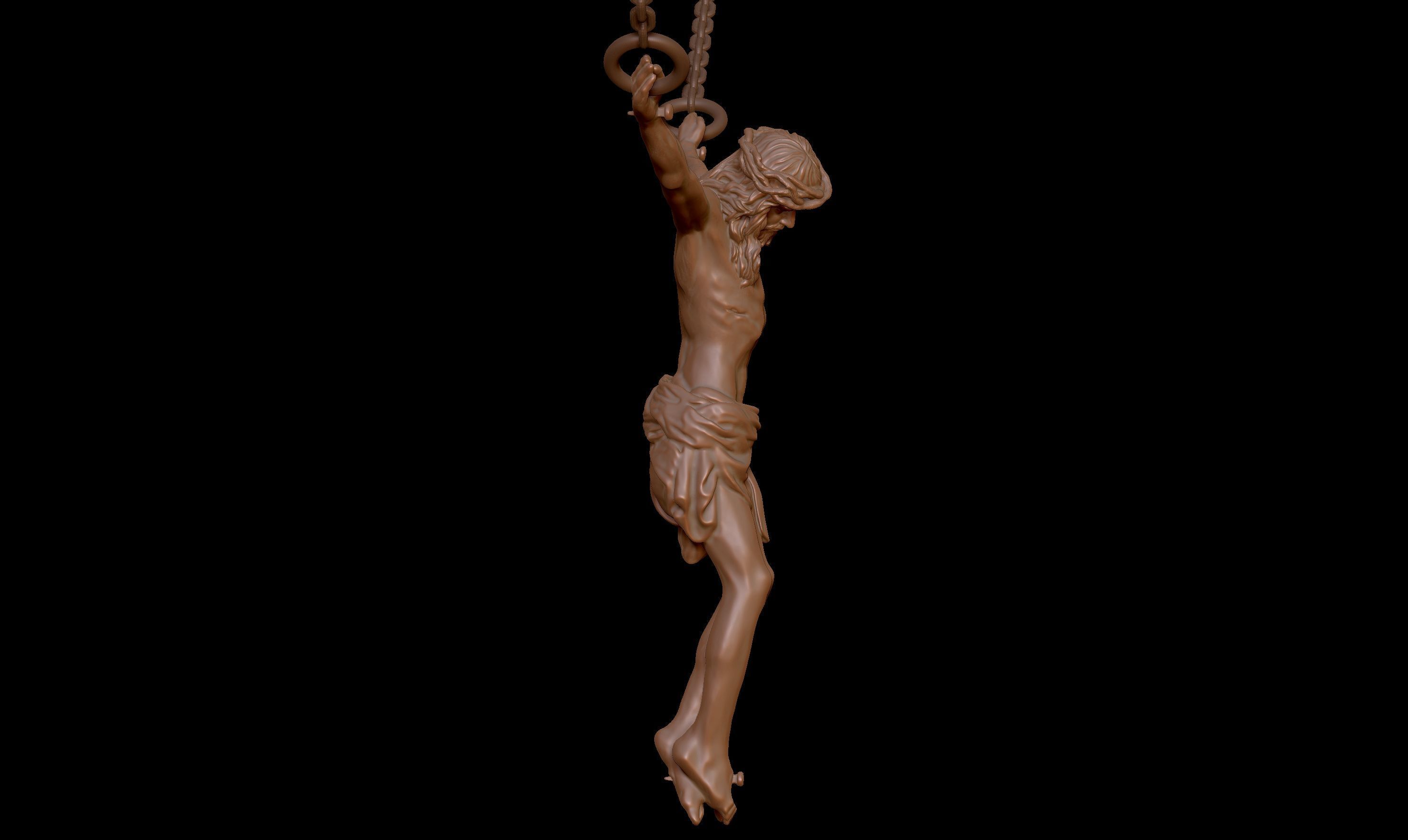 Crucifix Pendant - Jesus Christ Statue Necklace  3D print model_17