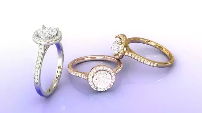 Perfect  1ct Halo Engagement Ring 3D print model