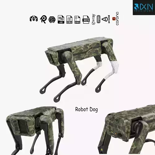Modern Robot Dog Army Color 3D model