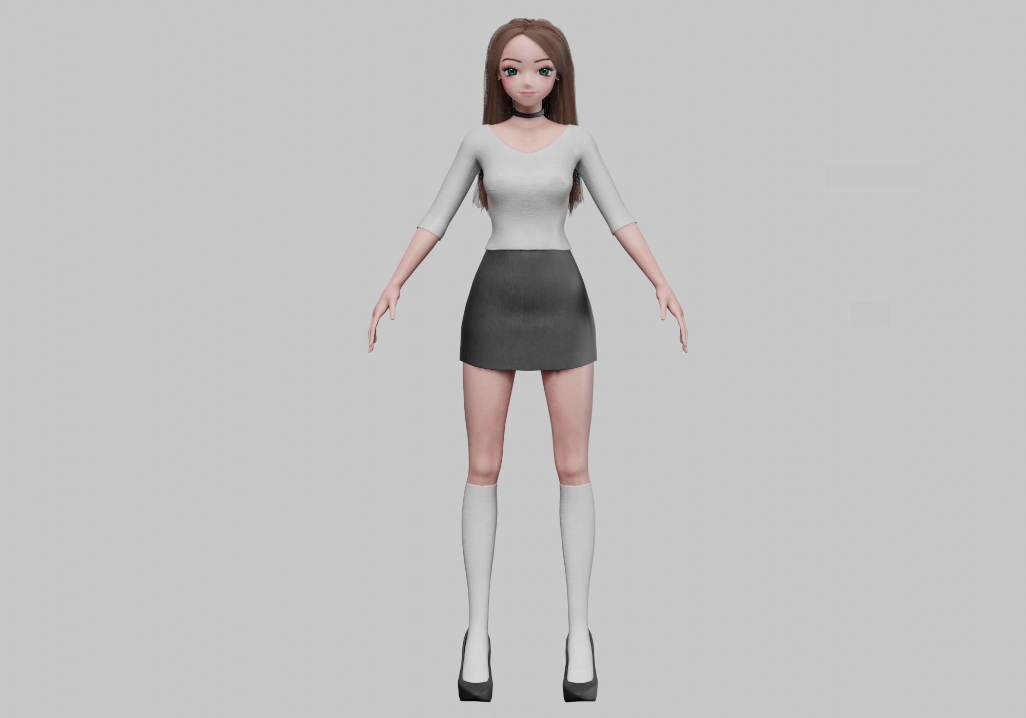 cute anime girl V31758  Low-poly 3D model_1