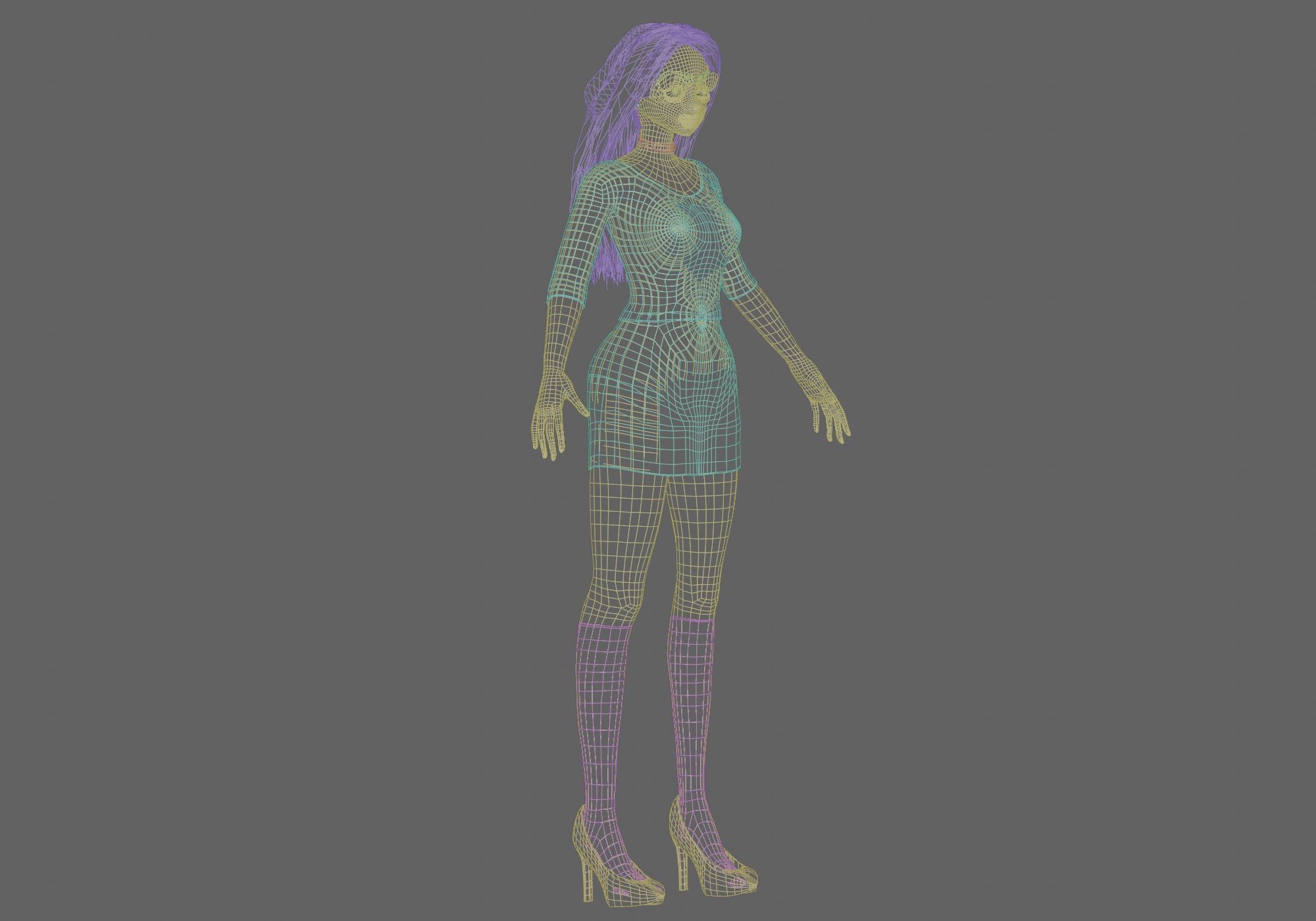 cute anime girl V31758  Low-poly 3D model_11