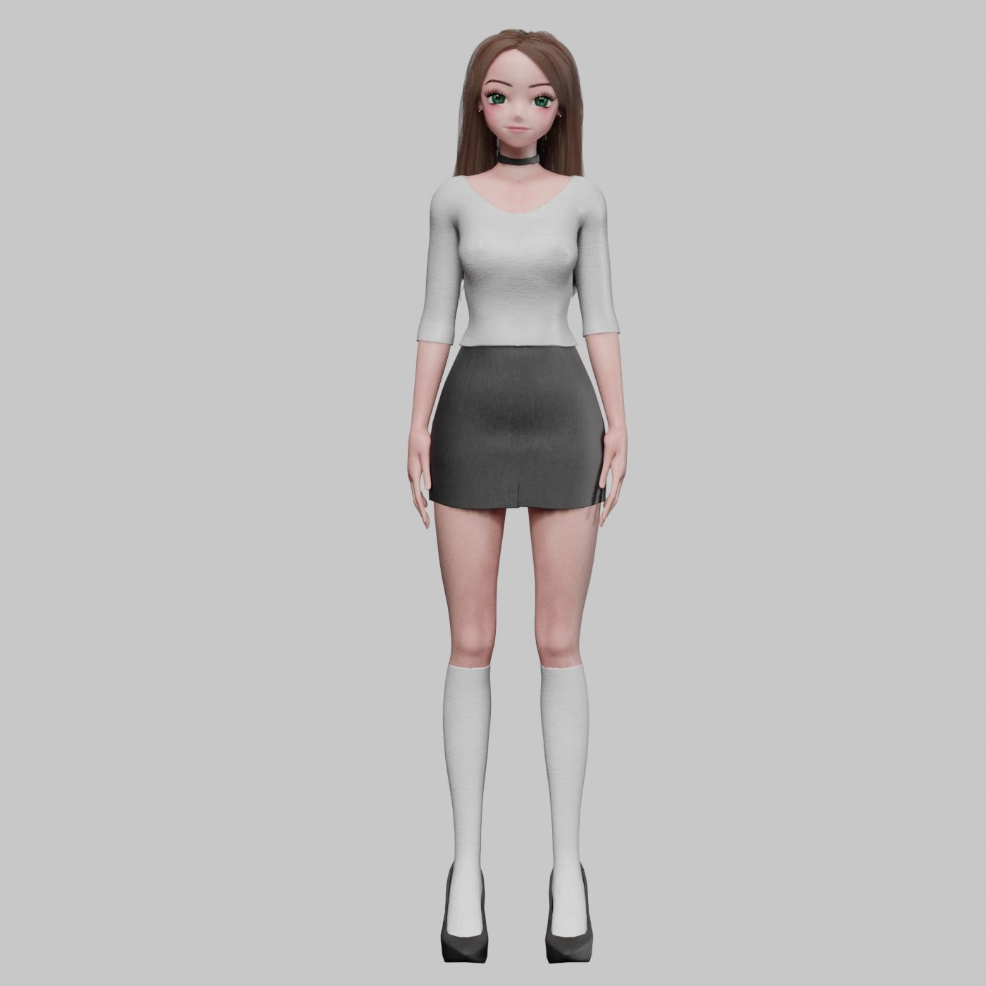 cute anime girl V31758  Low-poly 3D model_9