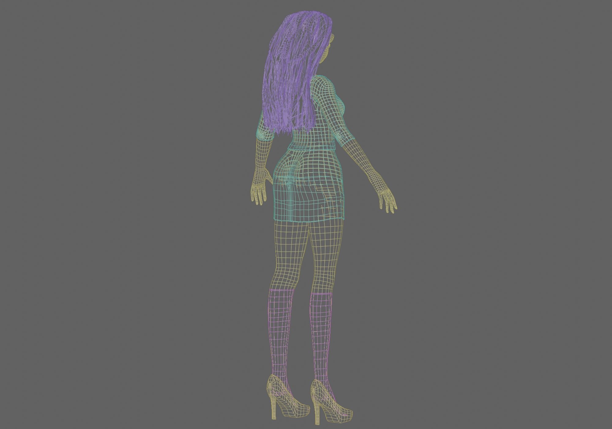 cute anime girl V31758  Low-poly 3D model_13