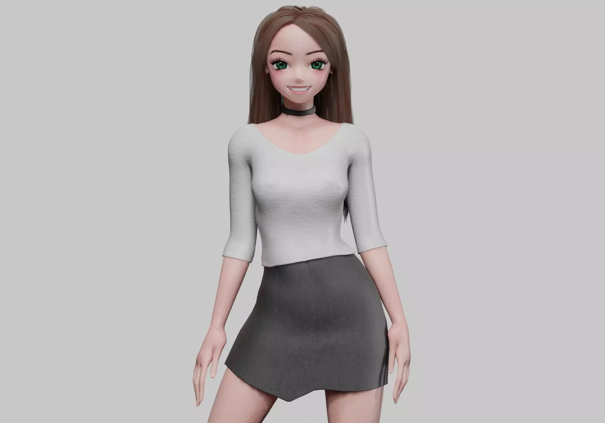 cute anime girl V31758  Low-poly 3D model_0