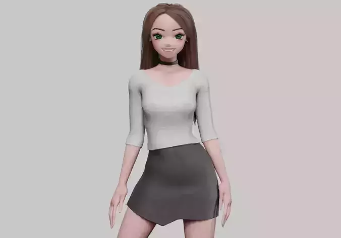 cute anime girl V31758  Low-poly 3D model cute anime girl V31758  Low-poly 3D model