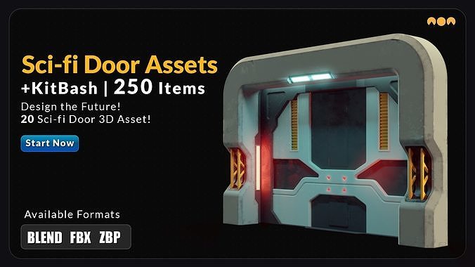 250 Sci-fi Door Kit Bash - 20 Sci-fi Door 3D Asset 3D model