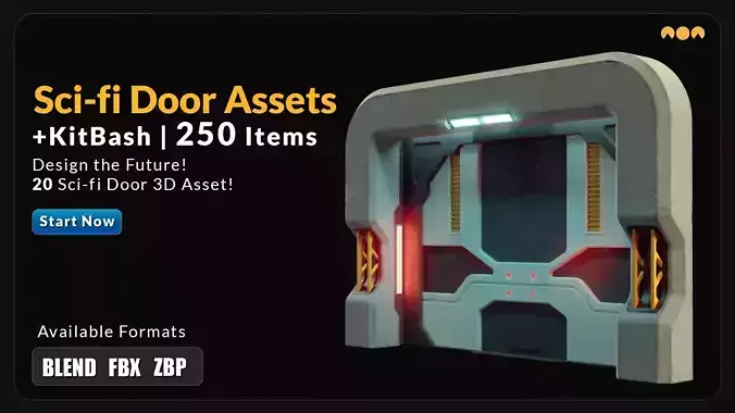 250 Sci-fi Door Kit Bash - 20 Sci-fi Door 3D Asset
