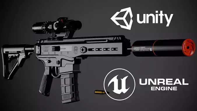 Multi-Caliber Assault Rifle Low-poly 3D model