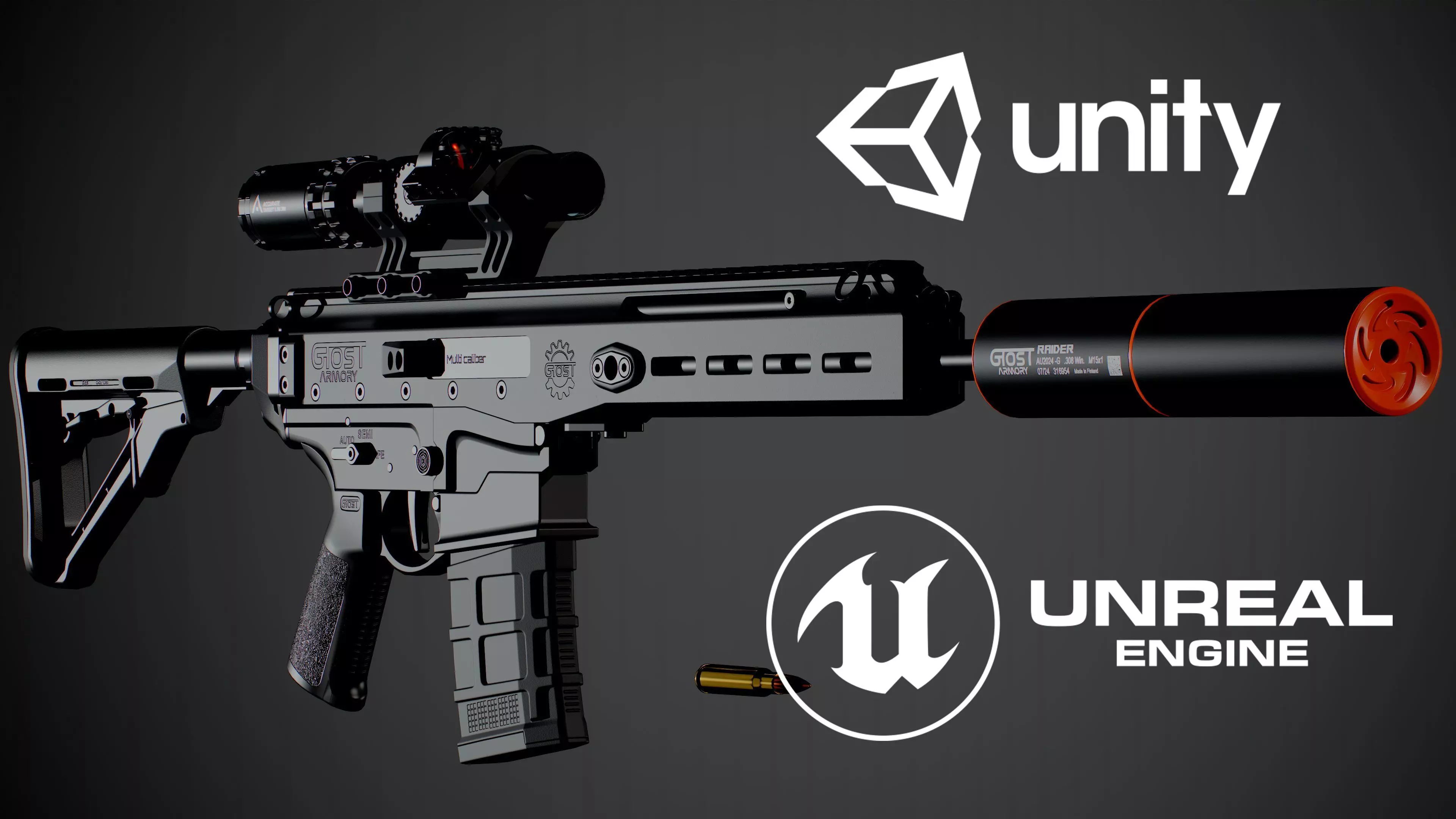 Multi-Caliber Assault Rifle Low-poly 3D model