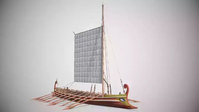 Imperial Roman Warship 100 AD Low-poly 3D model